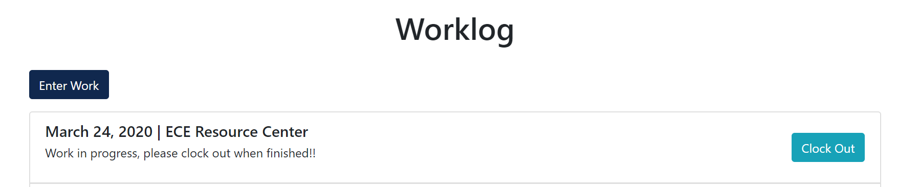 Worklog Clock Out